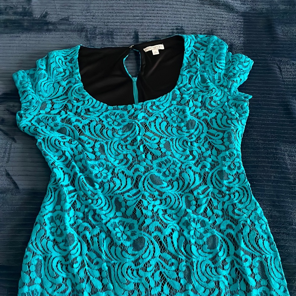 Turquoise net dress